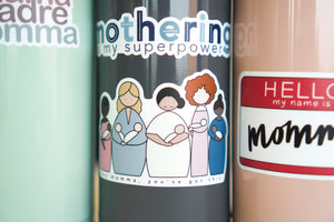mother, momma, mom vinyl stickers on water bottles